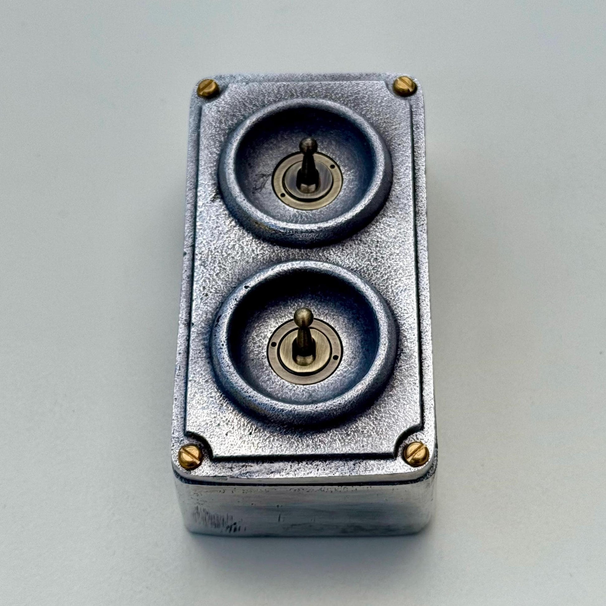 Double 2 Gang 2 Way Cast Metal Light Switch Industrial Vintage Style