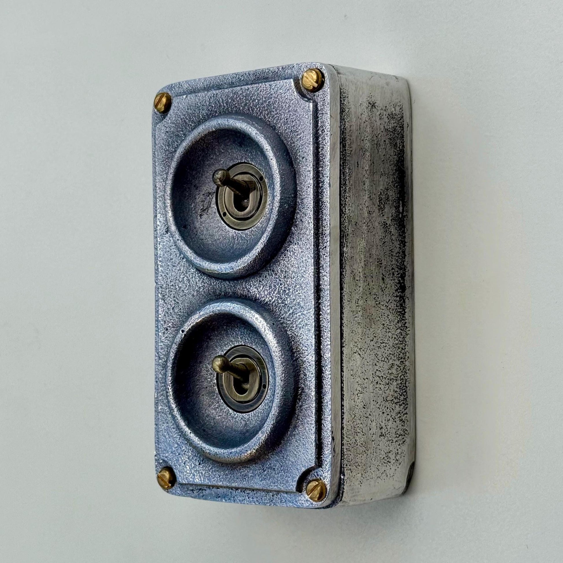 Double 2 Gang 2 Way Cast Metal Light Switch Industrial Vintage Style