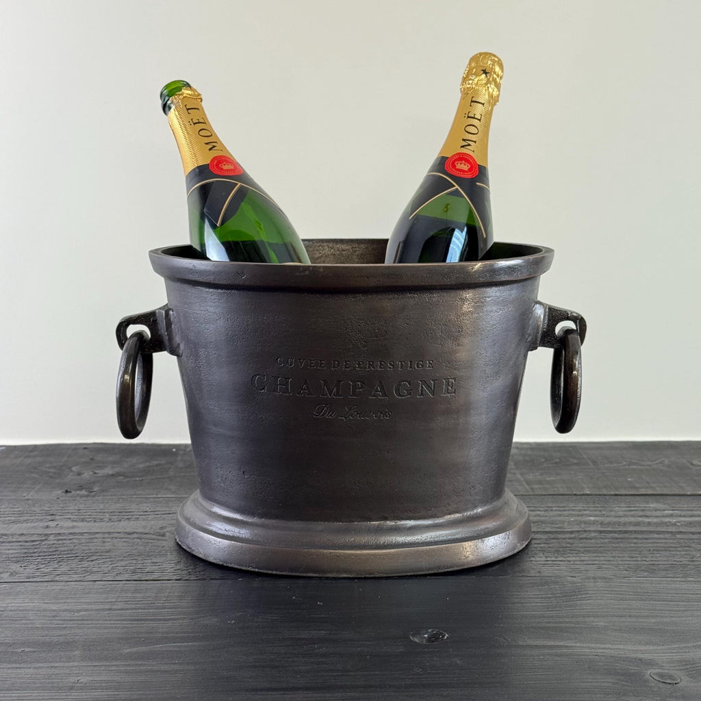 Black Copper Gatsby Solid Cast Engraved Champagne Ice Bucket