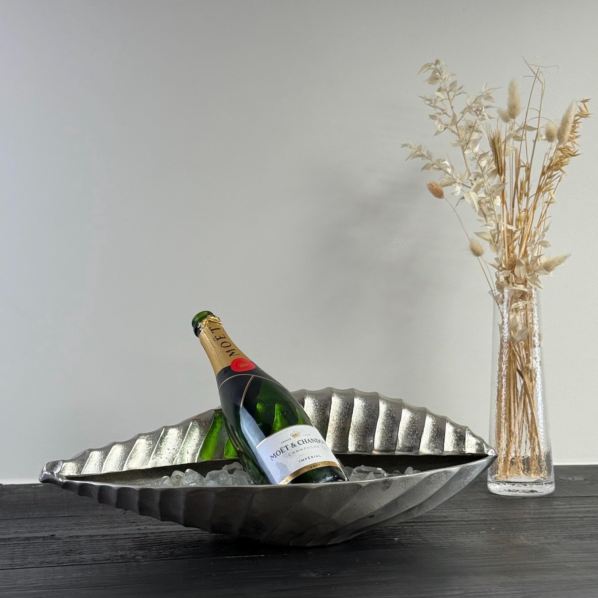 Clamshell Solid Cast Champagne Ice Bucket Wine Cooler