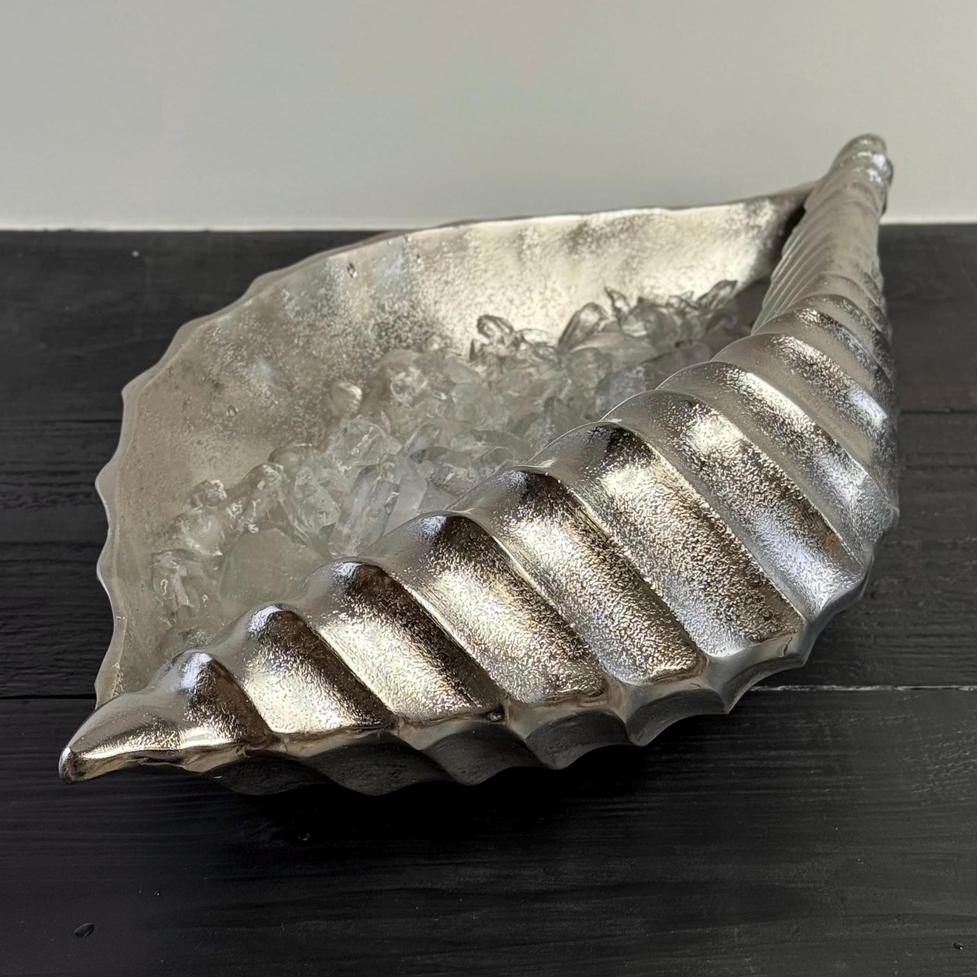 Clamshell Solid Cast Champagne Ice Bucket Wine Cooler