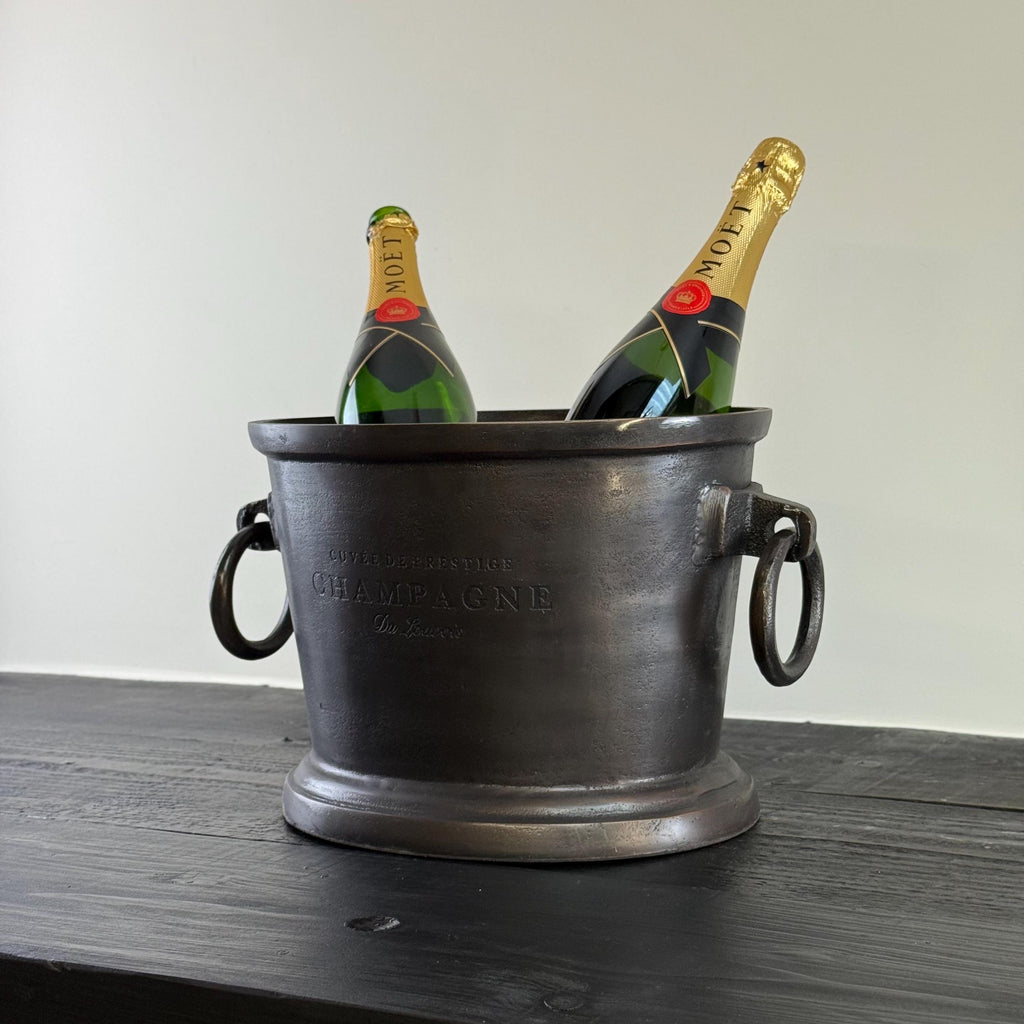 Black Copper Gatsby Solid Cast Engraved Champagne Ice Bucket