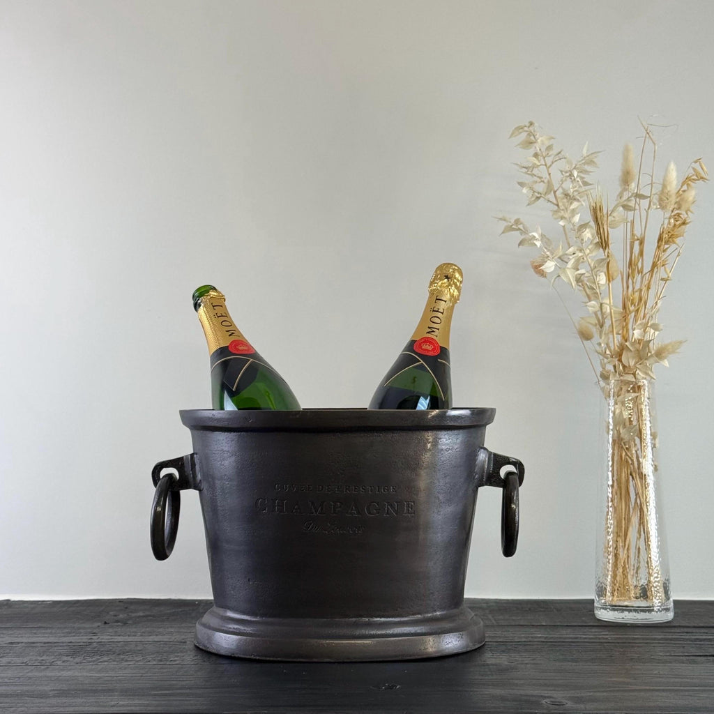 Black Copper Gatsby Solid Cast Engraved Champagne Ice Bucket