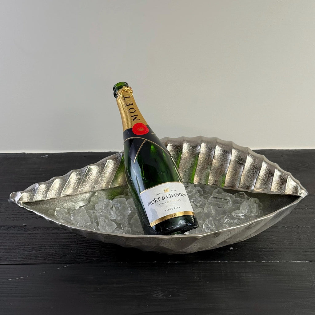 Clamshell Solid Cast Champagne Ice Bucket Wine Cooler