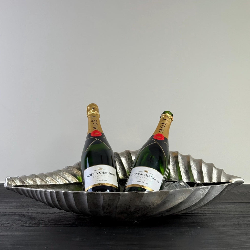 Clamshell Solid Cast Champagne Ice Bucket Wine Cooler