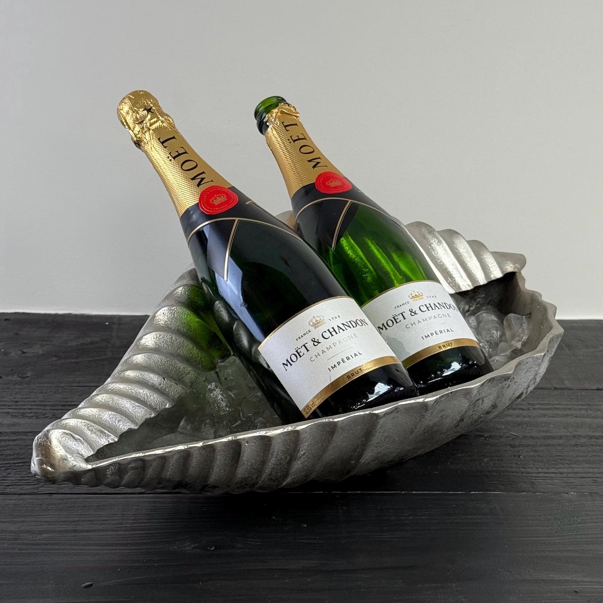 Clamshell Solid Cast Champagne Ice Bucket Wine Cooler