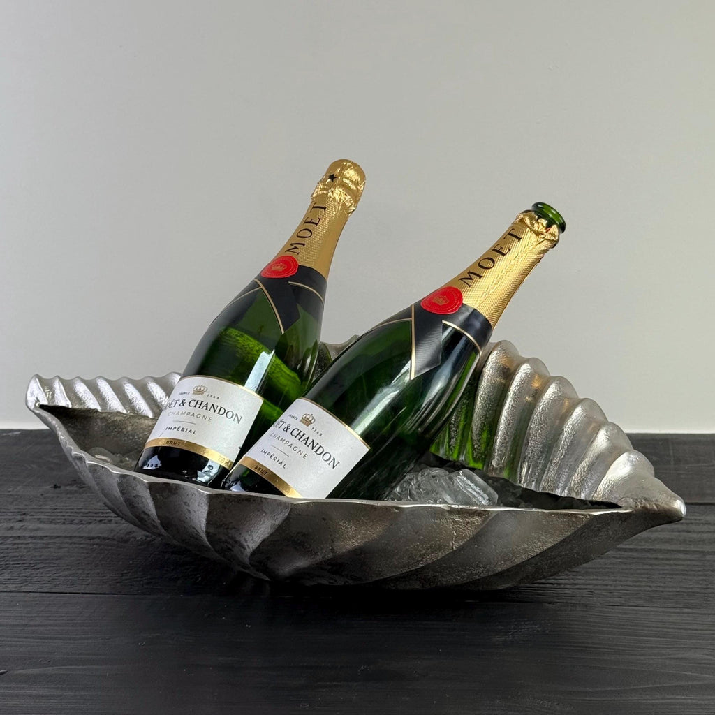 Clamshell Solid Cast Champagne Ice Bucket Wine Cooler