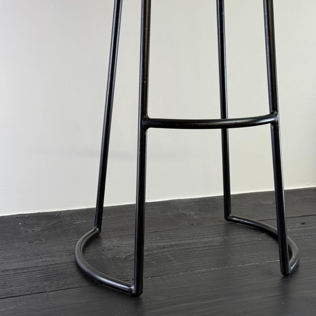 Solid Mango Wood Bar Stool with Cast Iron Base