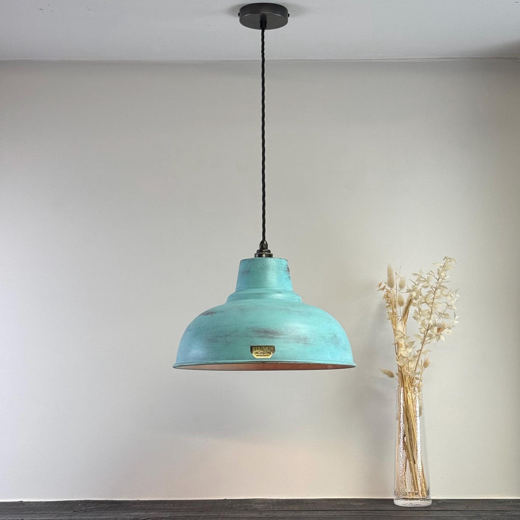 Copper Verdigris Patina Industrial Pendant Light