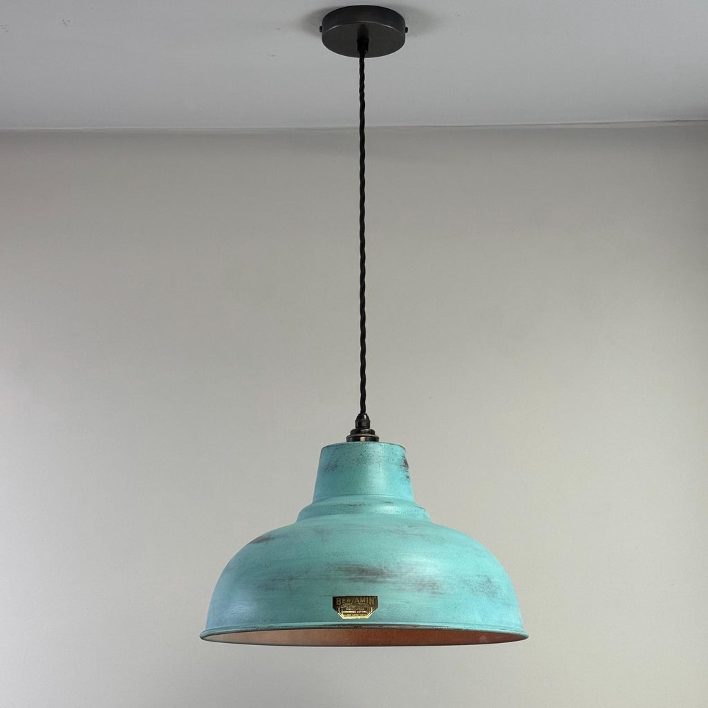 Copper Verdigris Patina Industrial Pendant Light