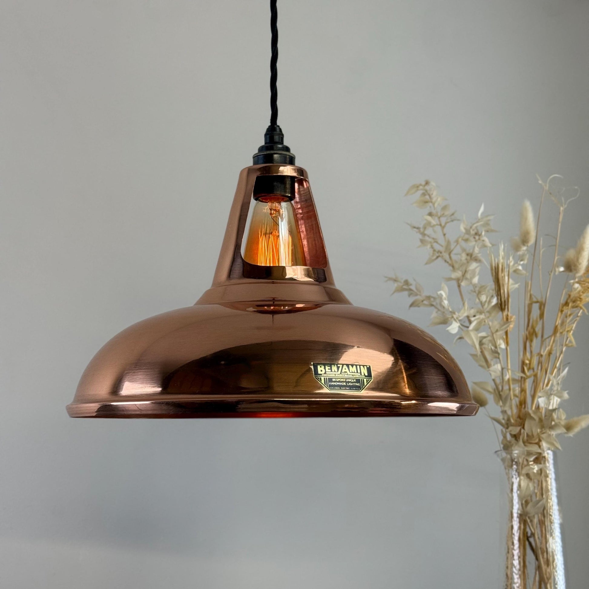 Cawston XL Solid Copper Slotted Pendant Light 14 Inch