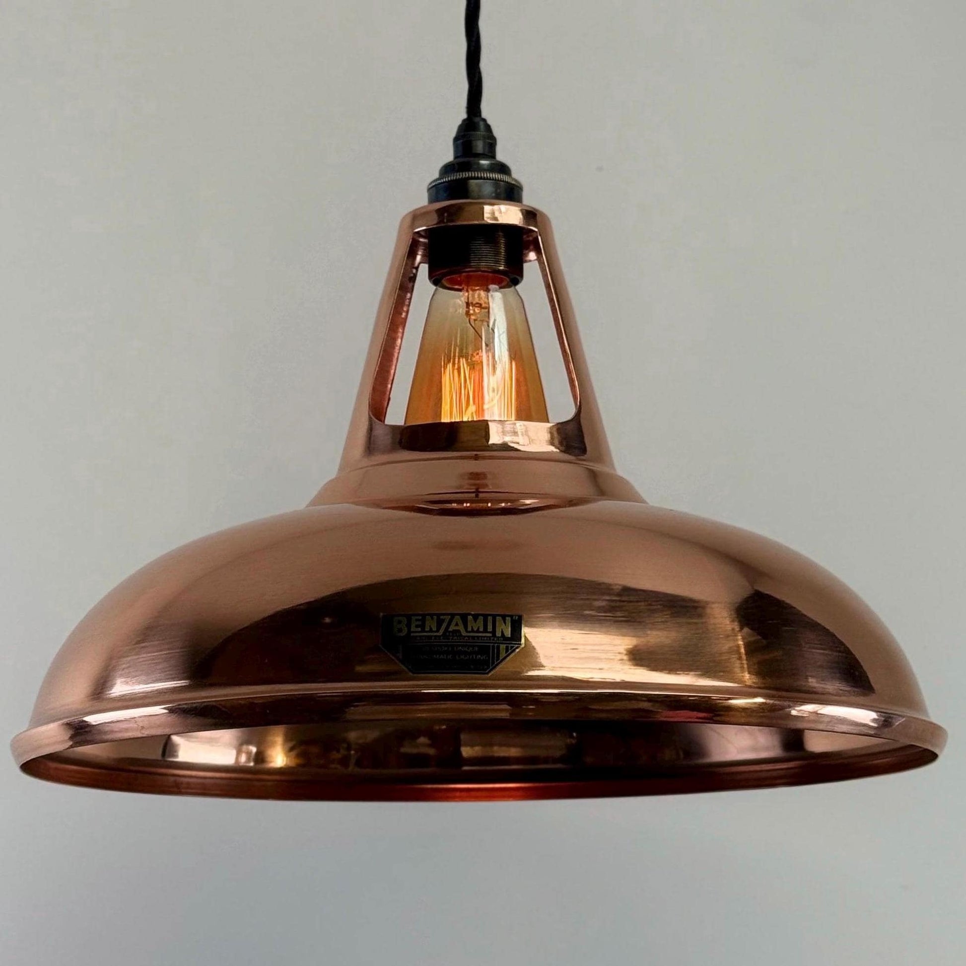 Cawston XL Solid Copper Slotted Pendant Light 14 Inch