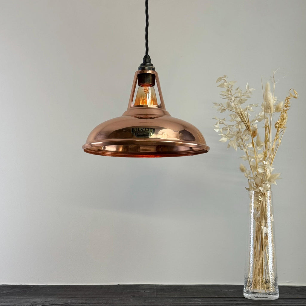 Solid Copper Slotted Pendant Ceiling Light 11 Inch