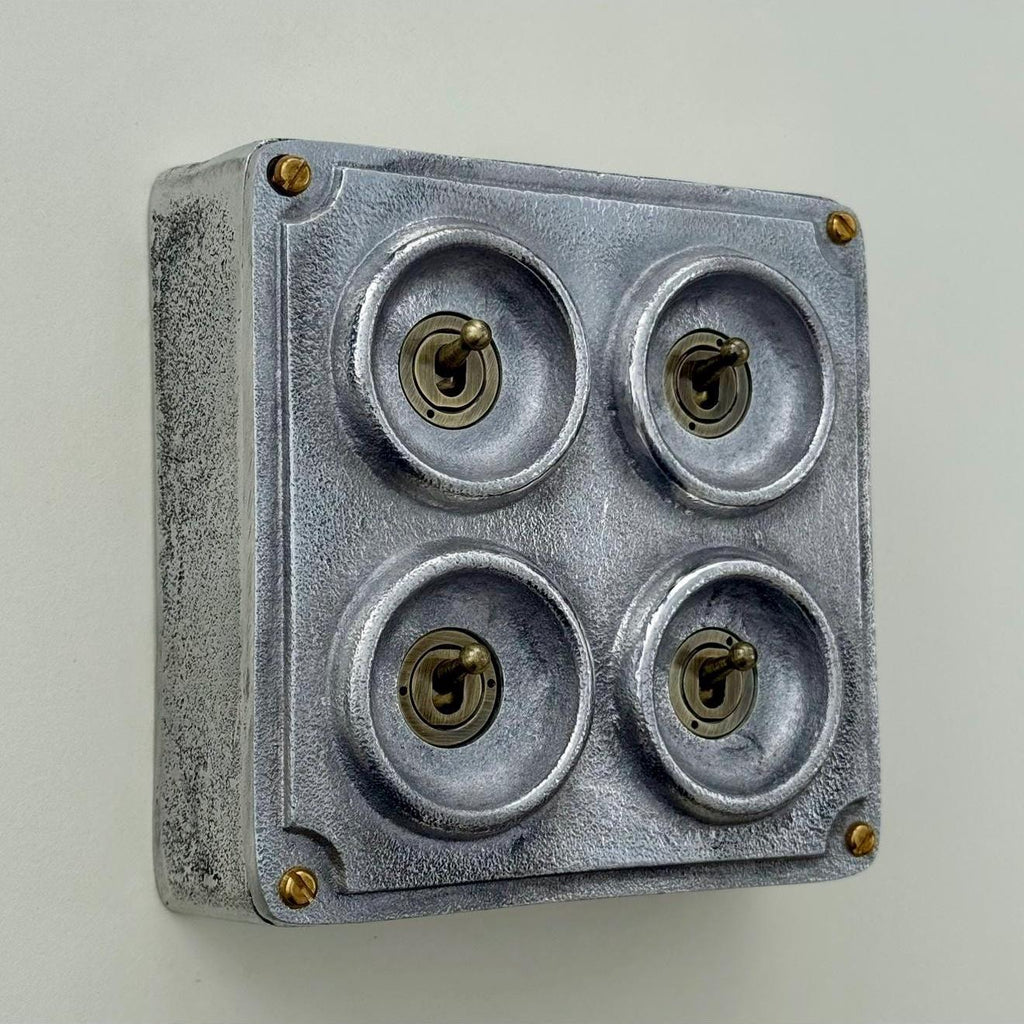 4 Gang 2 Way Cast Metal Conduit Light Switch Industrial Vintage