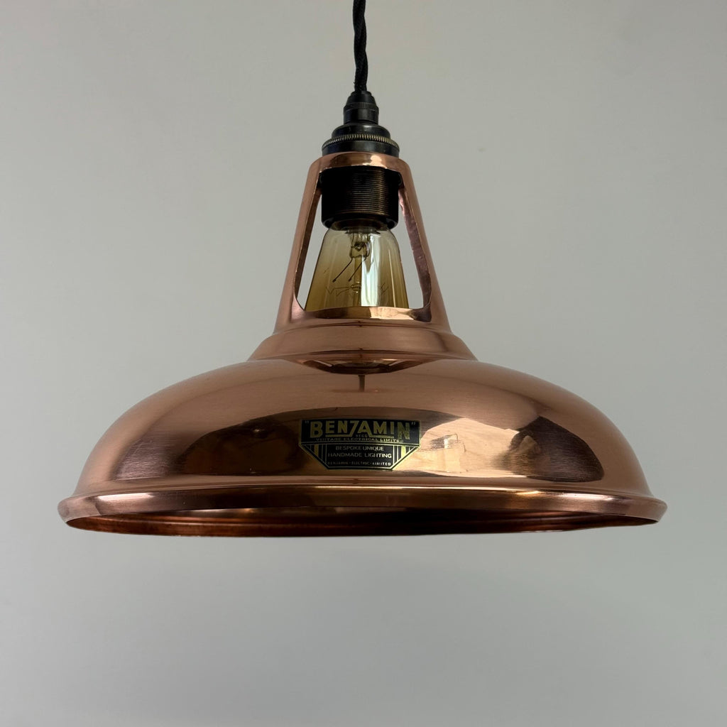 Solid Copper Slotted Pendant Ceiling Light 11 Inch