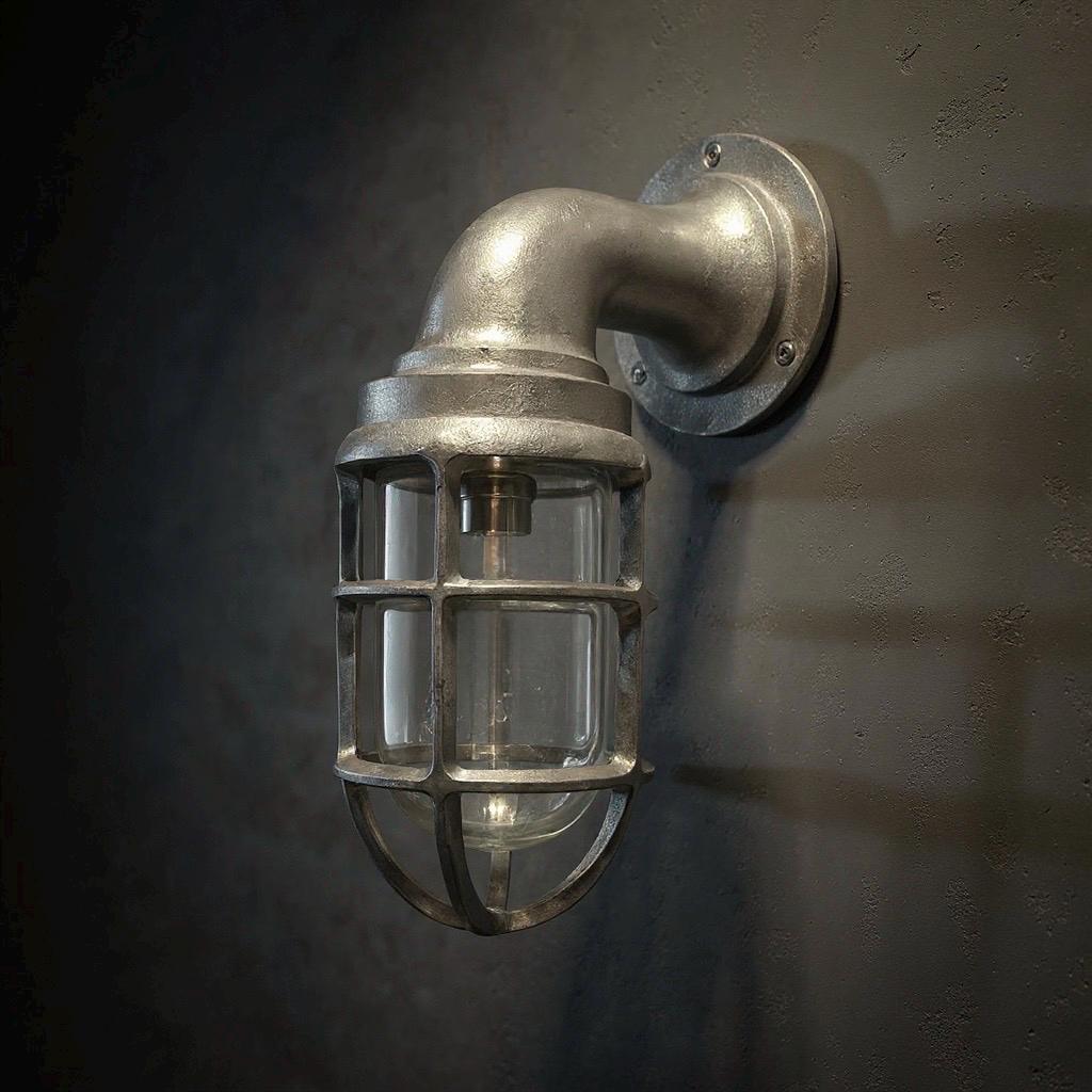 Raw Cast Pewter Bulkhead Outdoor and Bathroom Sconce Wall Light 10.5 Inch