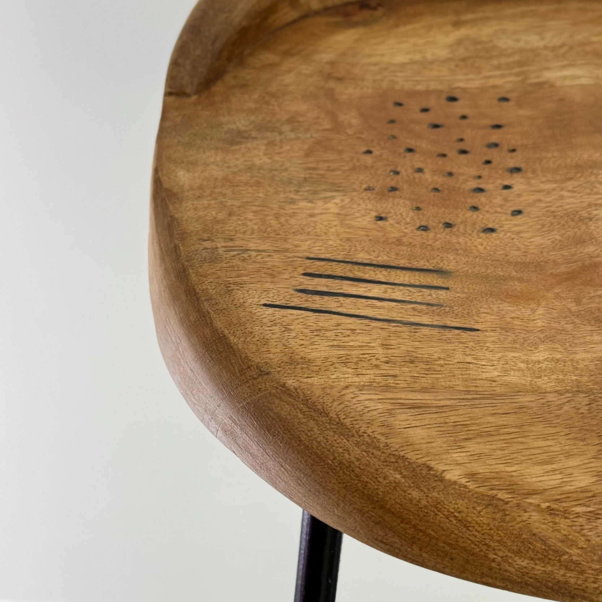 Solid Mango Wood Bar Stool with Cast Iron Base