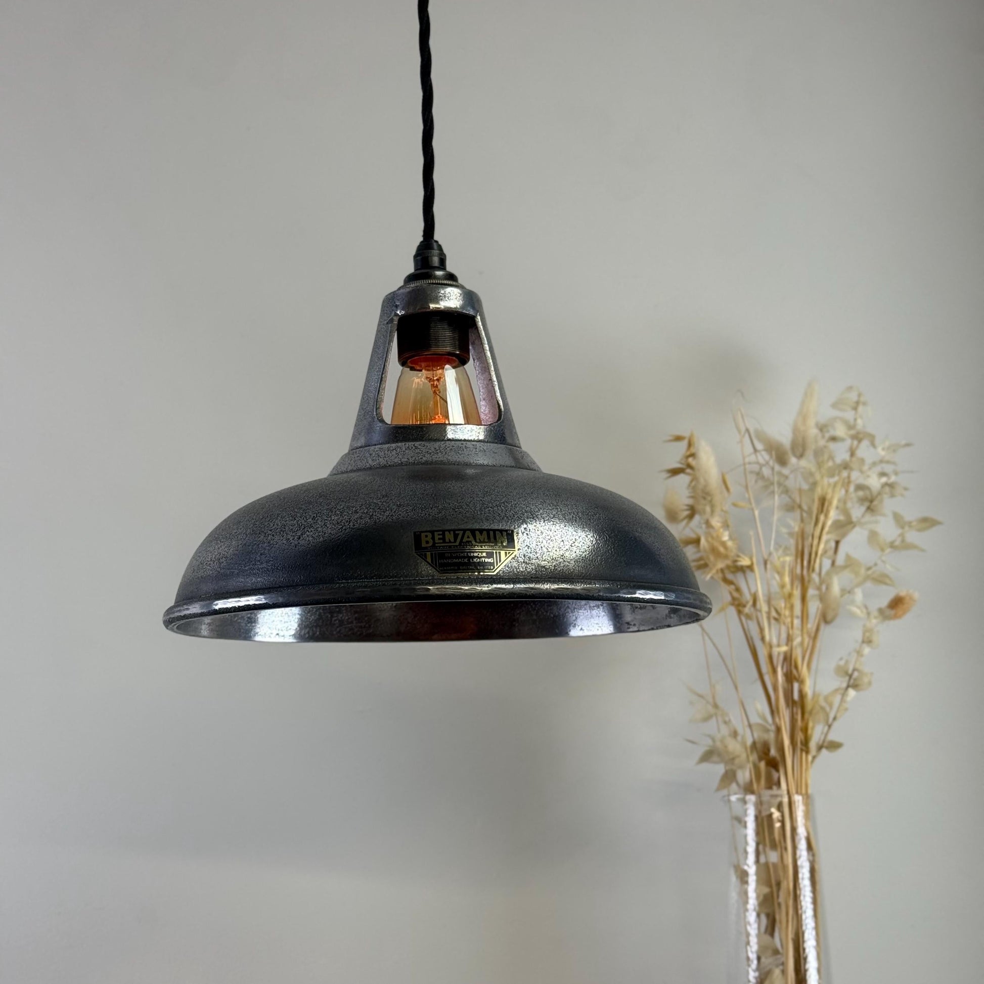 Silver Cast Aluminium Pendant Light 11 Inch