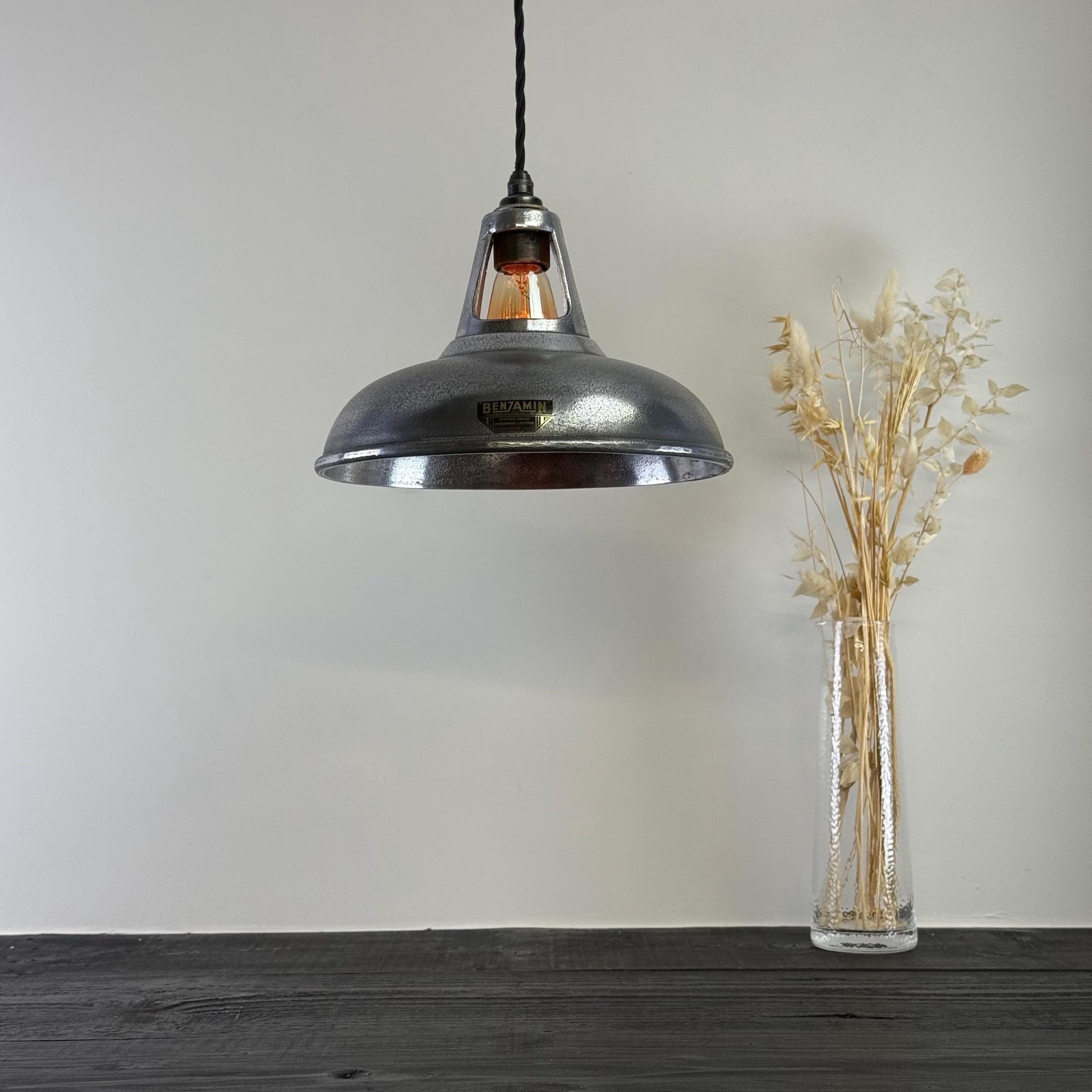 Silver Cast Aluminium Pendant Light 11 Inch