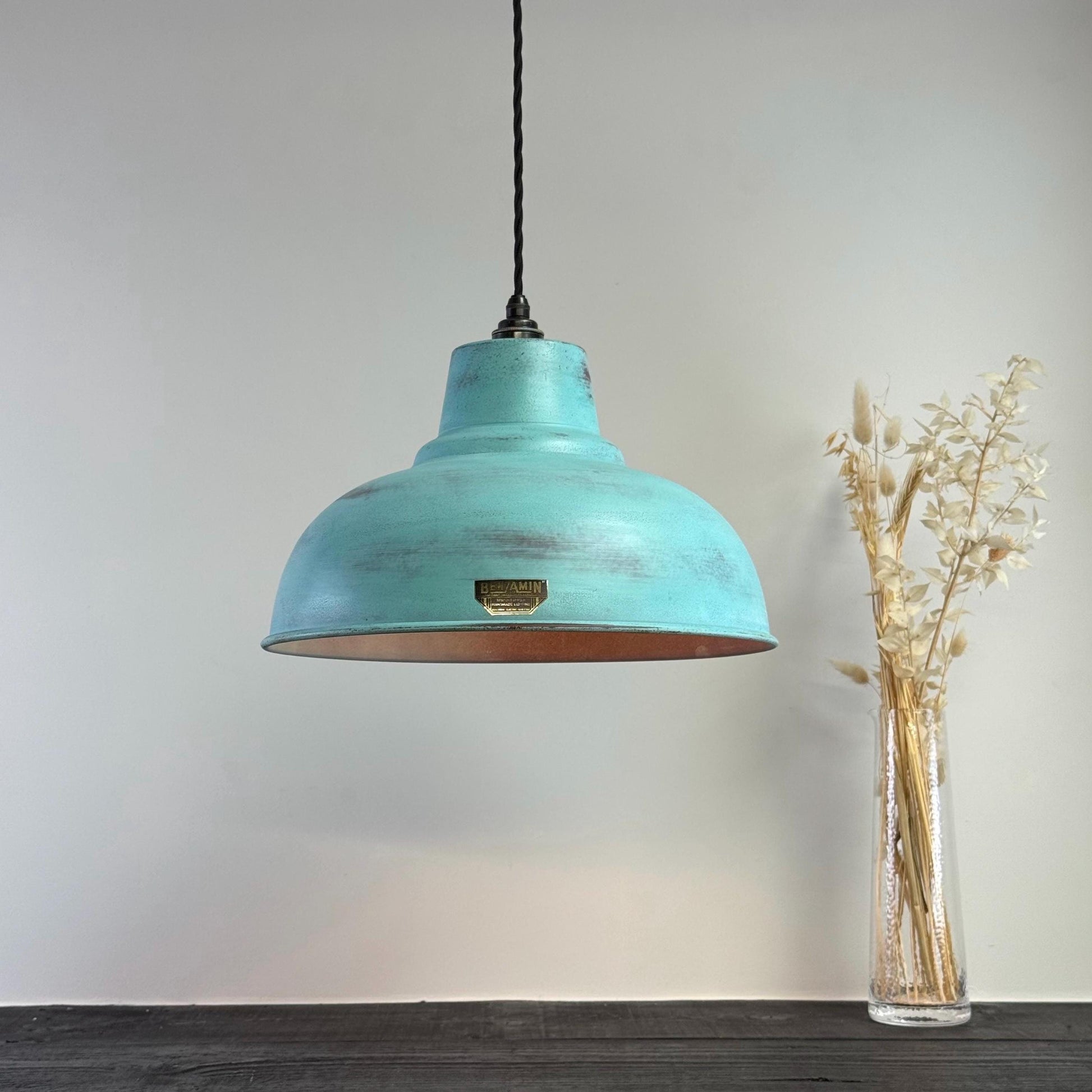 Copper Verdigris Patina Industrial Pendant Light