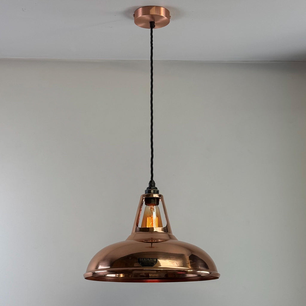 Cawston XL Solid Copper Slotted Pendant Light 14 Inch