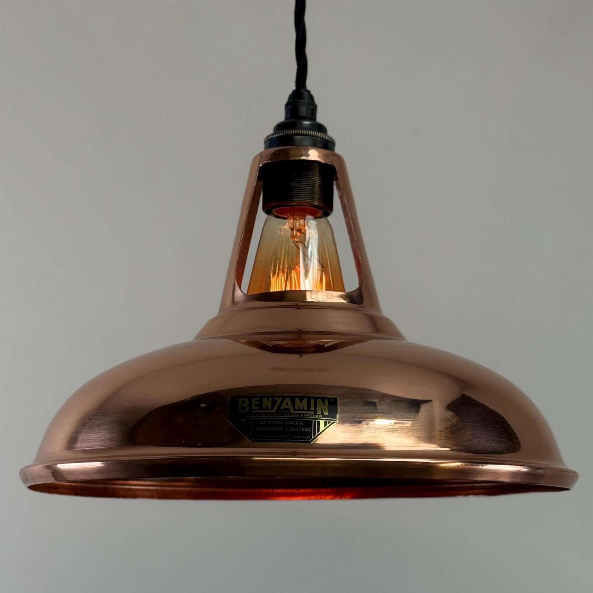 Solid Copper Slotted Pendant Ceiling Light 11 Inch