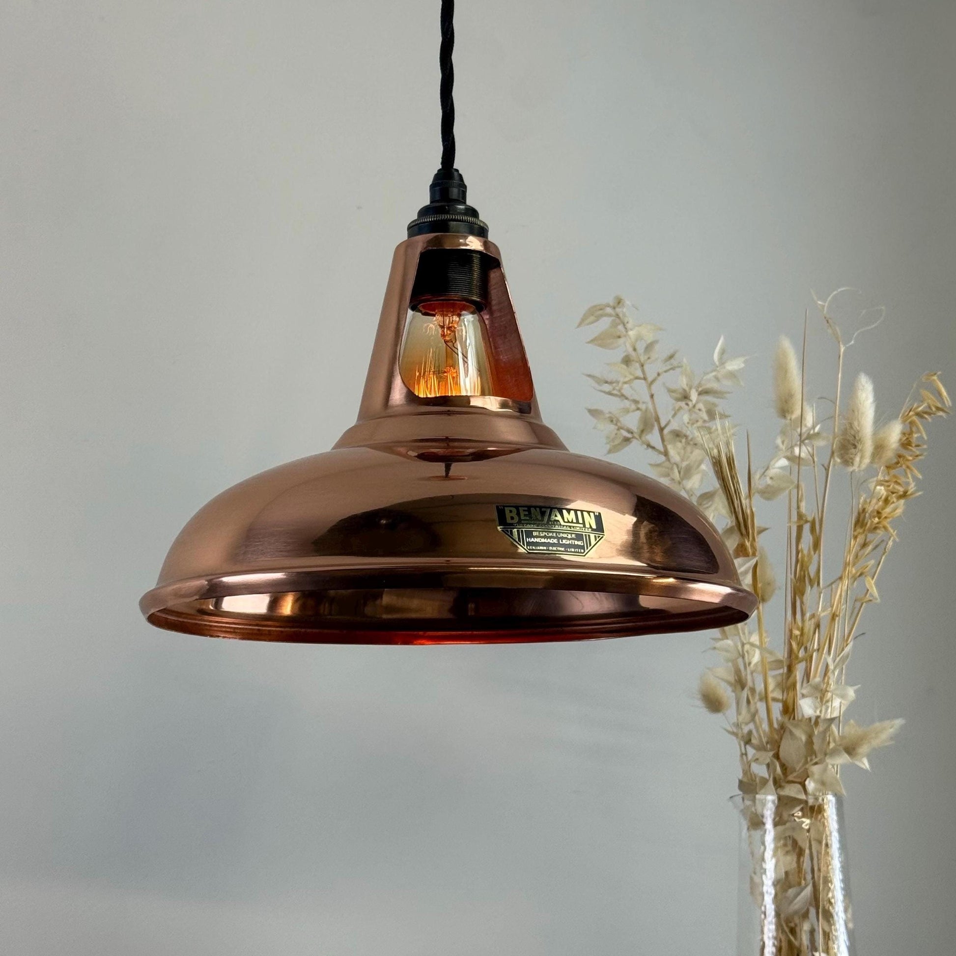Solid Copper Slotted Pendant Ceiling Light 11 Inch