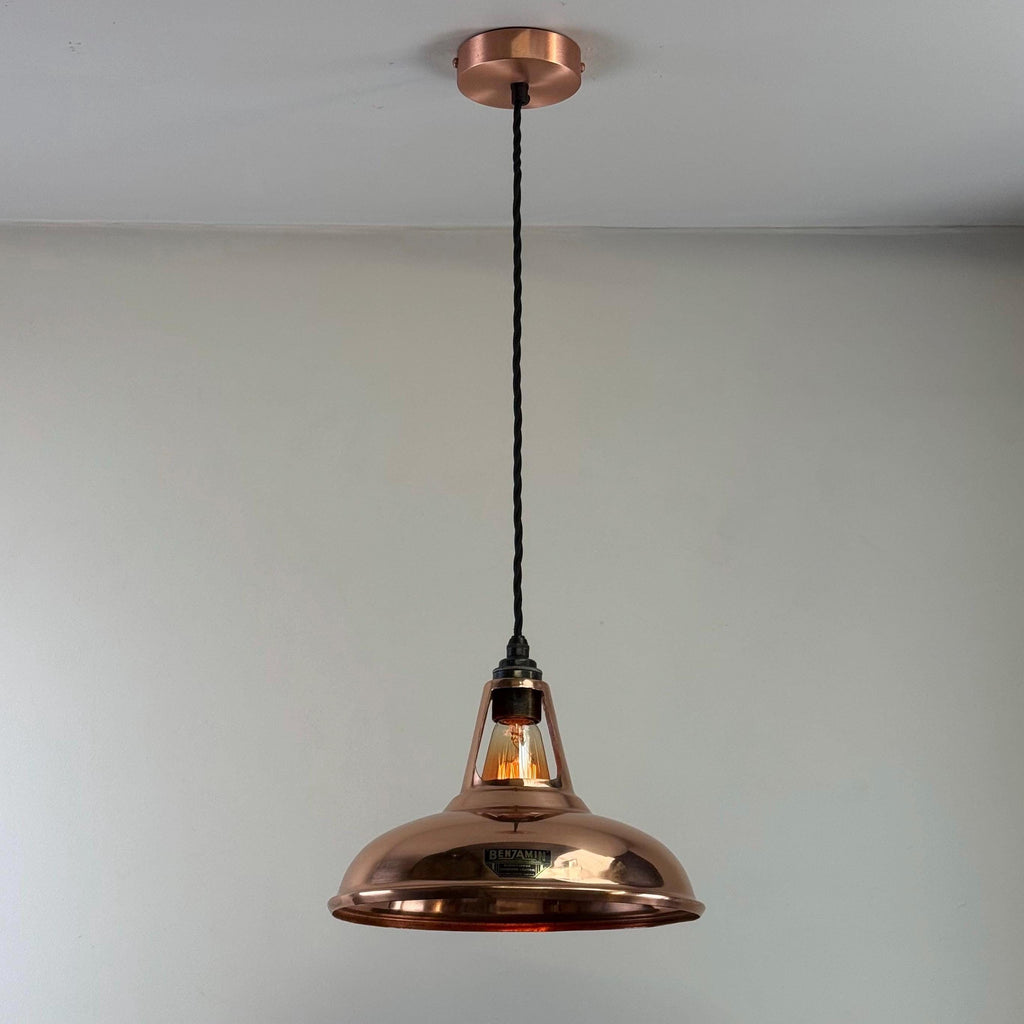Solid Copper Slotted Pendant Ceiling Light 11 Inch