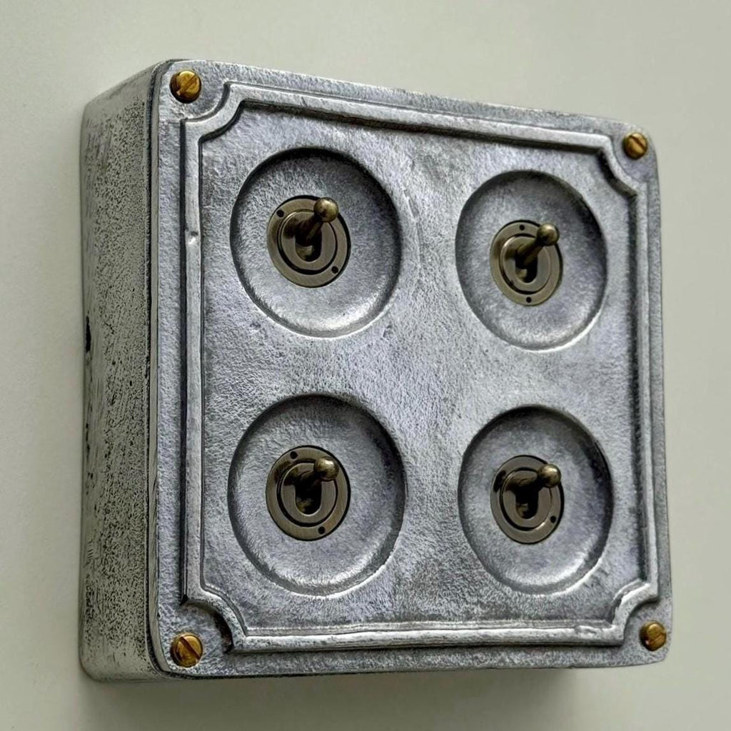 4 Gang 2 Way Cast Metal Surface Mount Light Switch Industrial Vintage