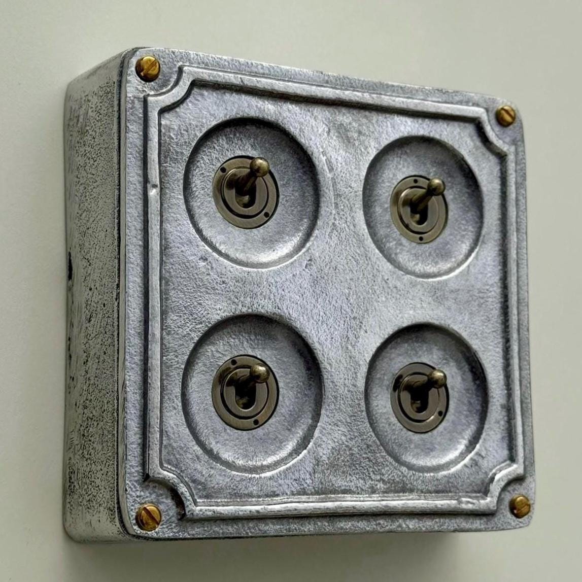 4 Gang 2 Way Cast Metal Surface Mount Light Switch Industrial Vintage