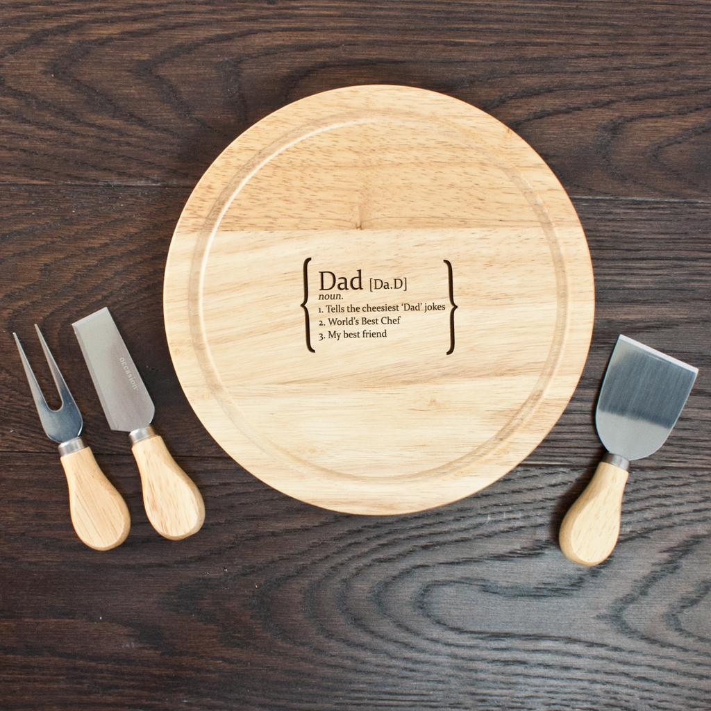 Personalised Definition Cheese Board Set with Knives