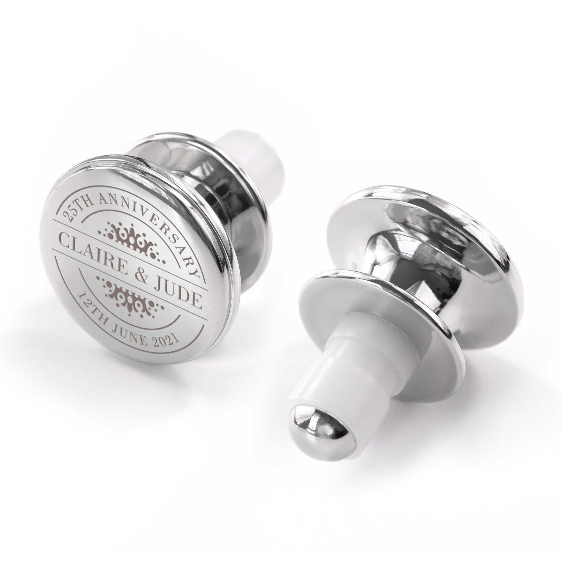 Personalised Silver Anniversary Bottle Stopper