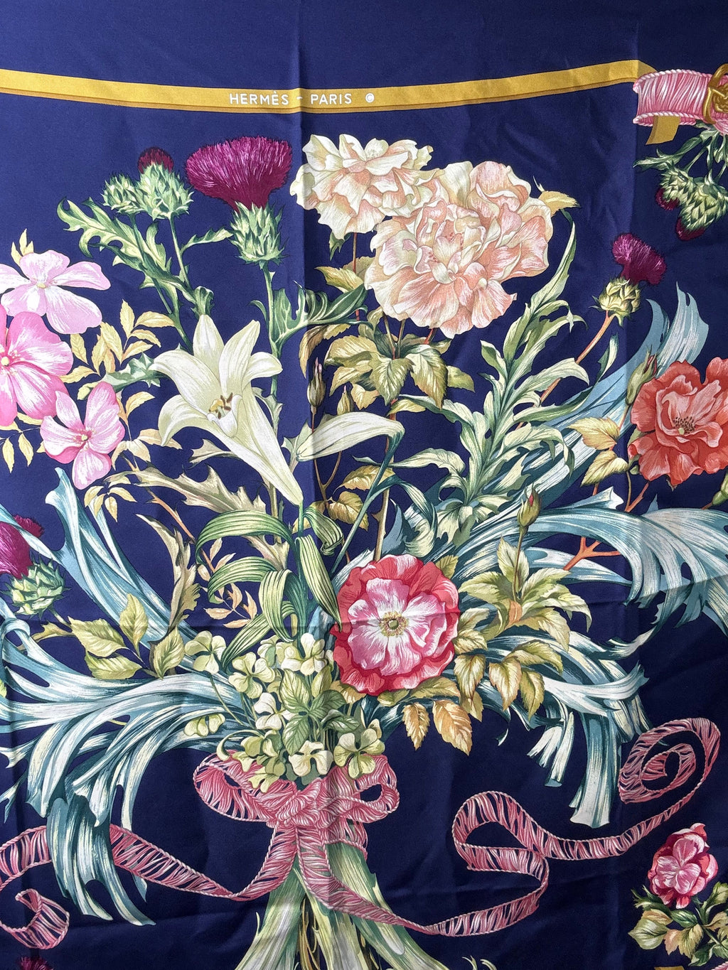 Vintage Silk Scarf in Jewel Tones