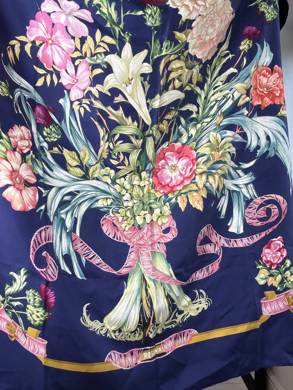 Vintage Silk Scarf in Jewel Tones