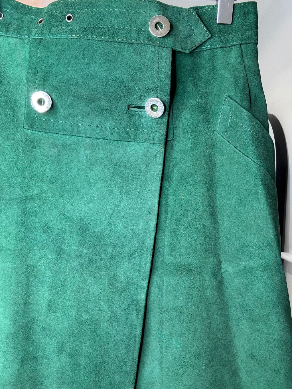 Vintage Suede A Line Skirt with Gunmetal Buttons