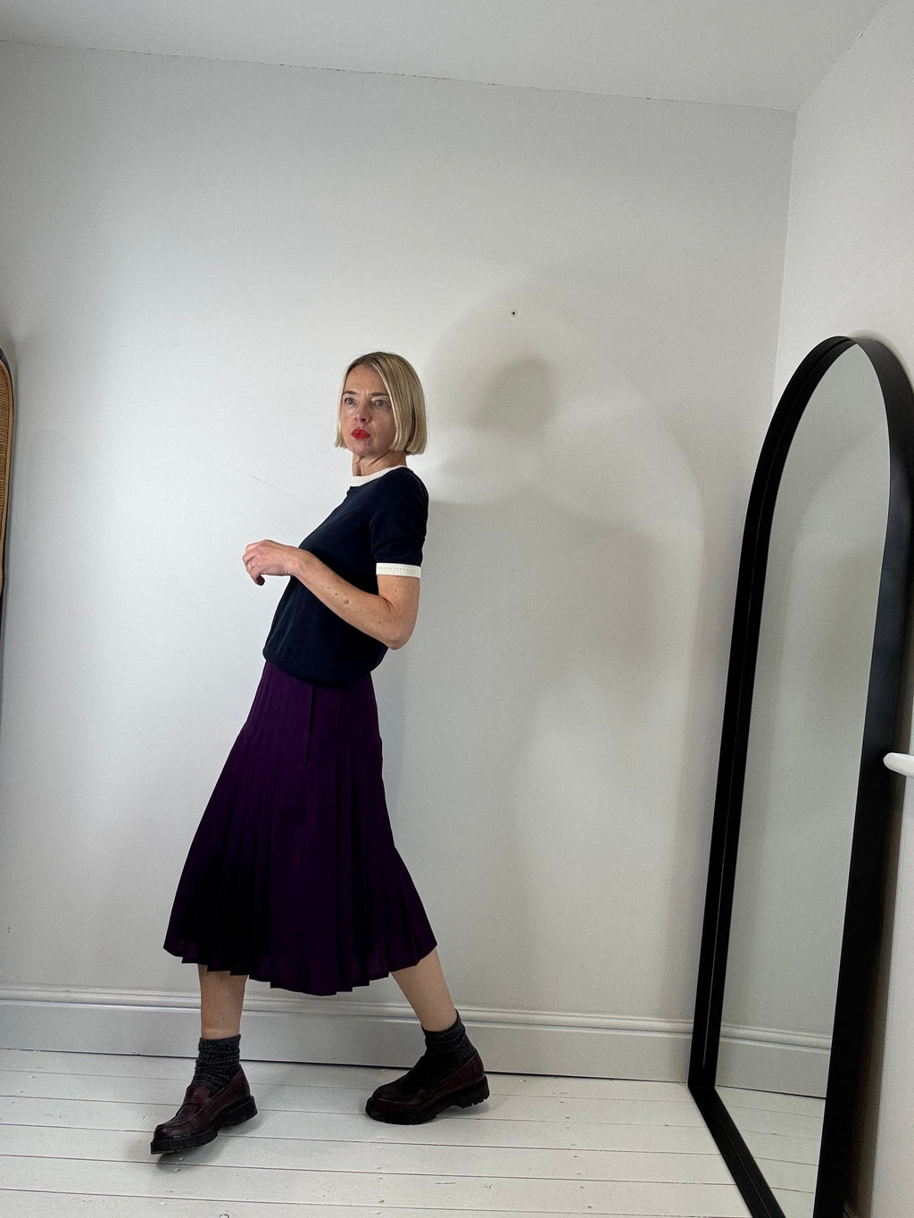 Violet Vintage Knife Pleat Skirt