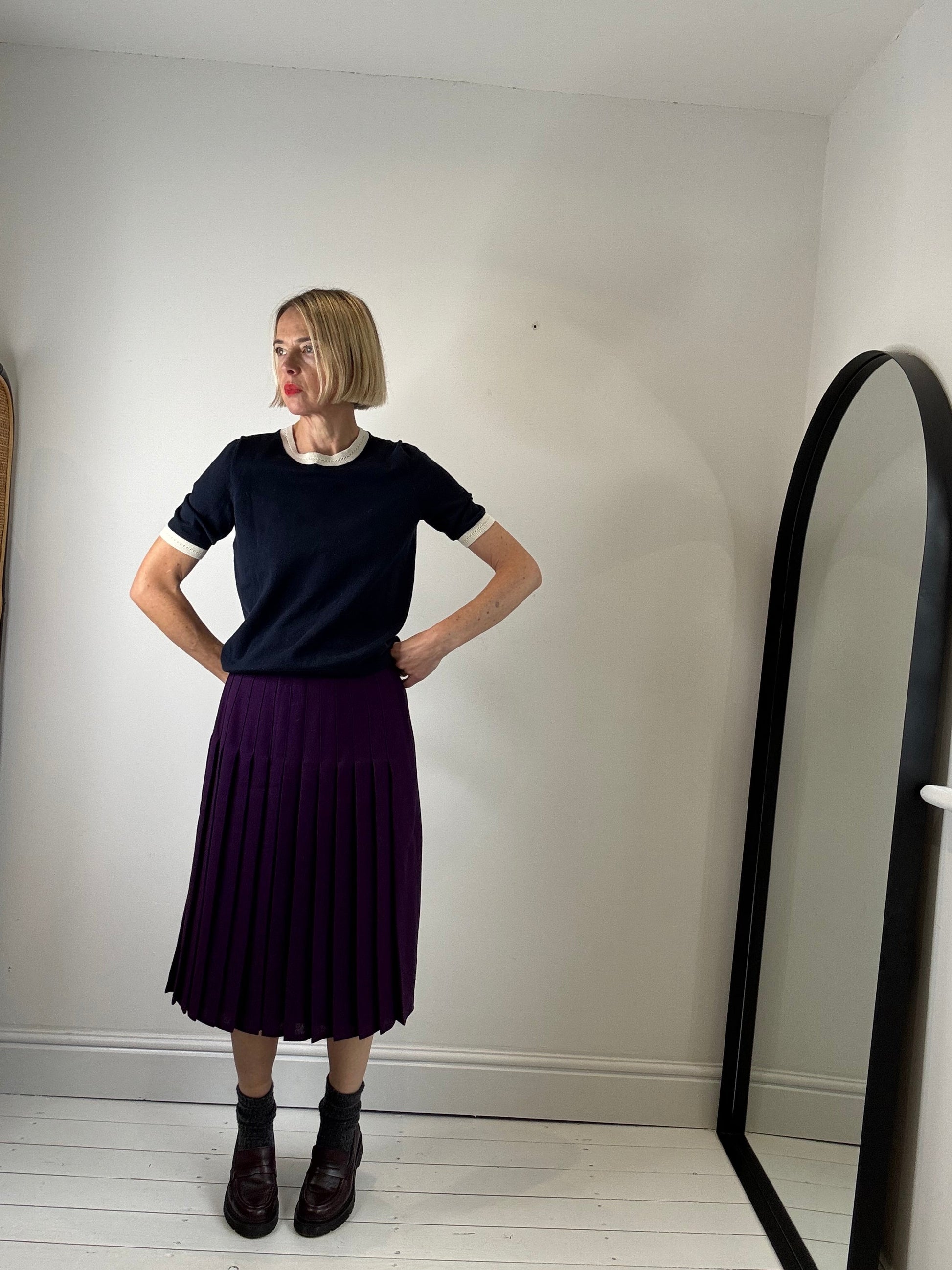 Violet Vintage Knife Pleat Skirt