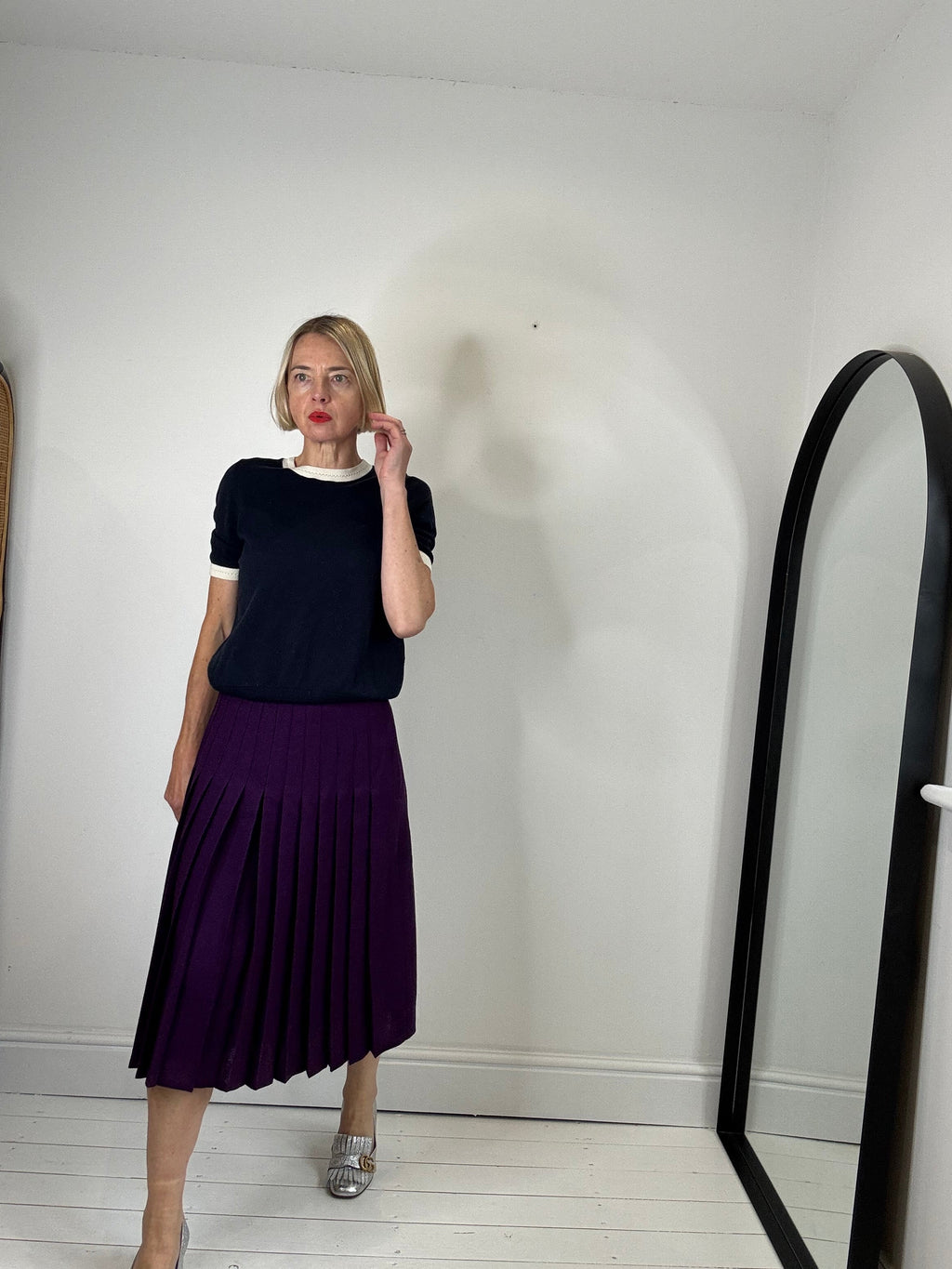 Violet Vintage Knife Pleat Skirt