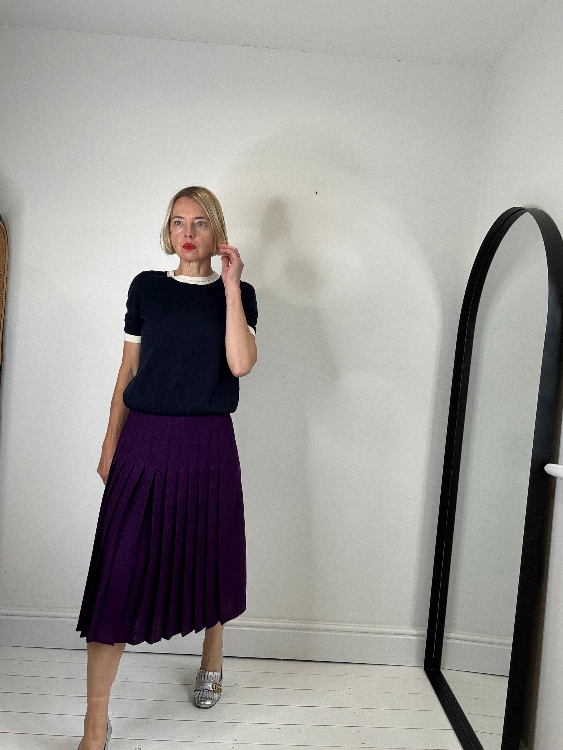 Violet Vintage Knife Pleat Skirt