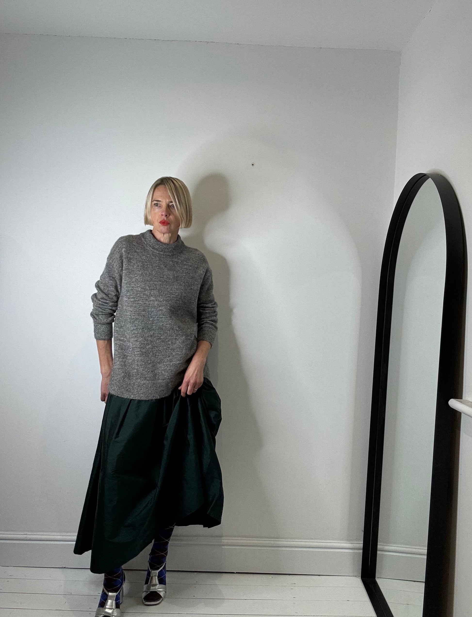 Grey Marl Mohair Turtleneck Jumper with Lurex