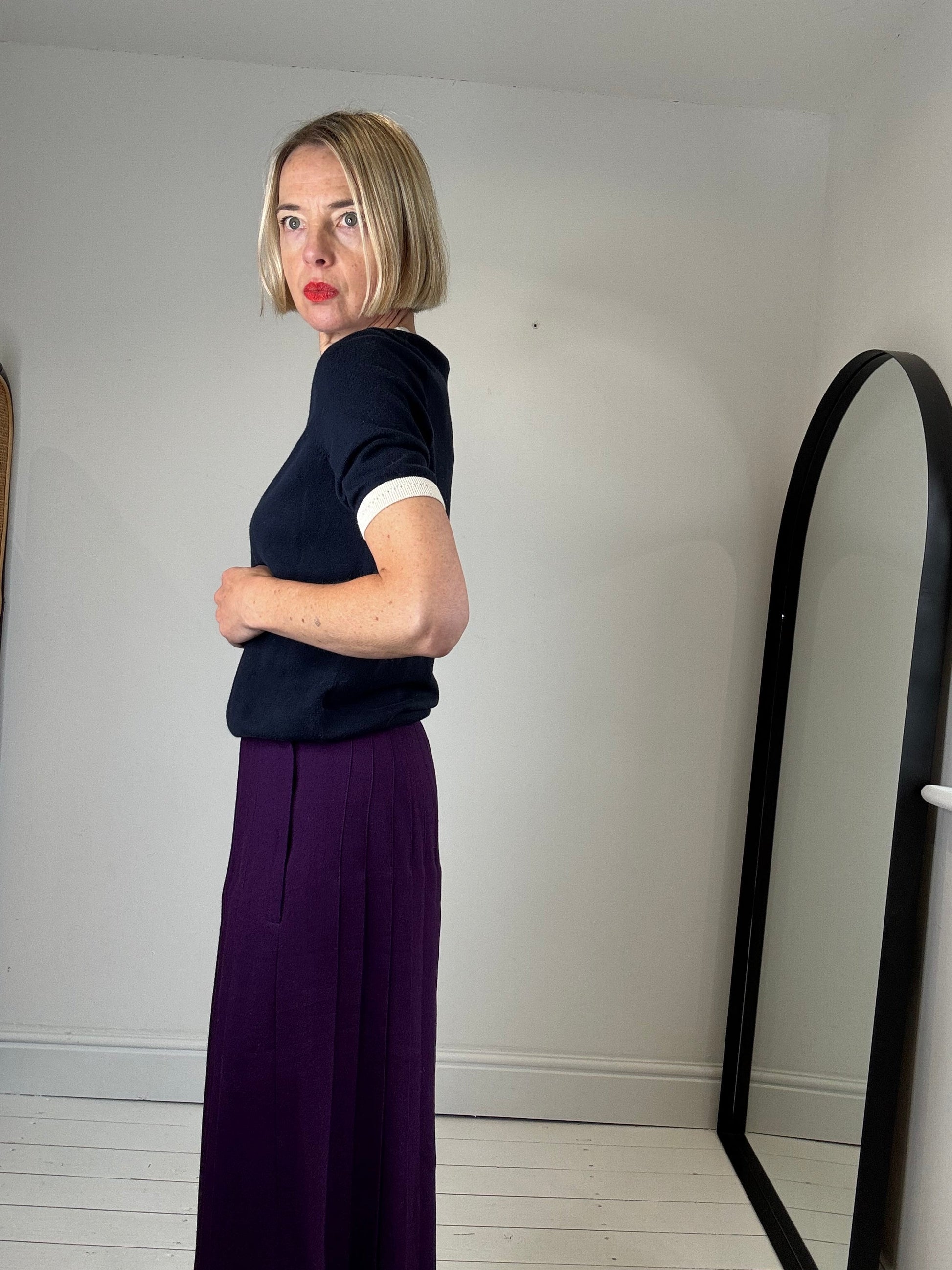 Violet Vintage Knife Pleat Skirt