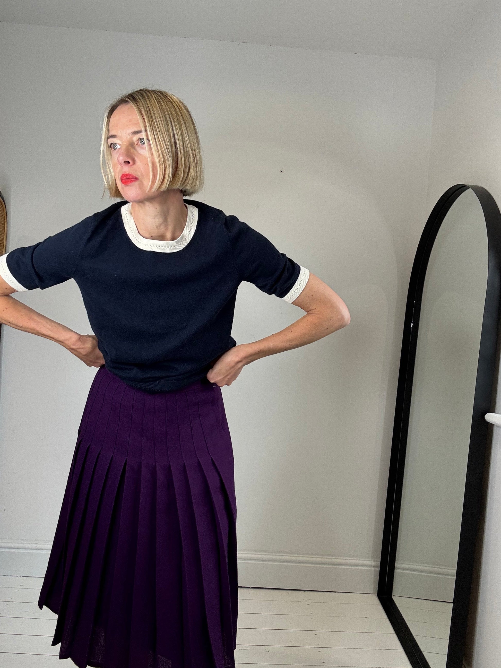 Violet Vintage Knife Pleat Skirt