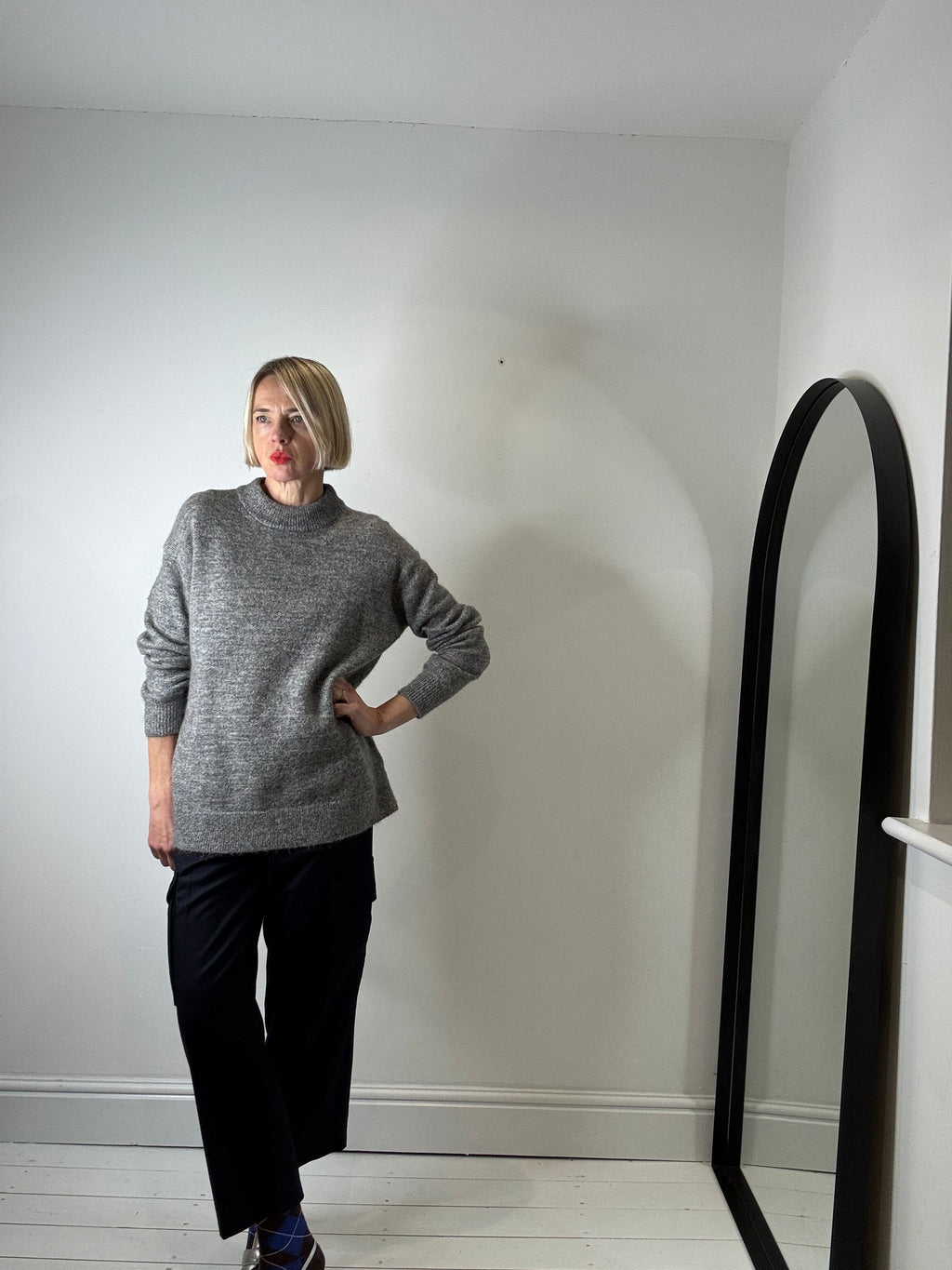 Grey Marl Mohair Turtleneck Jumper with Lurex