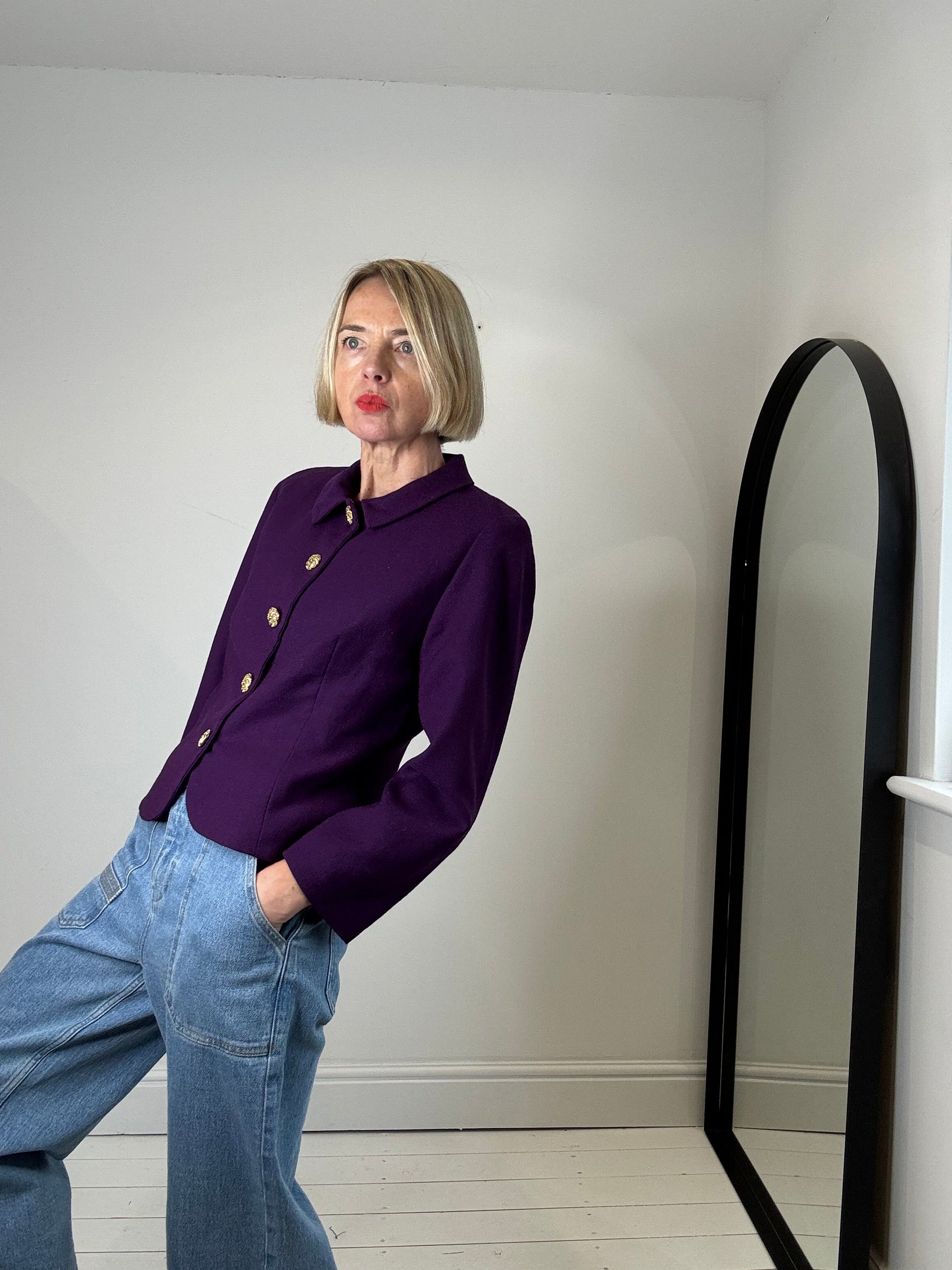 Vintage Wool Crepe Jacket in Gold