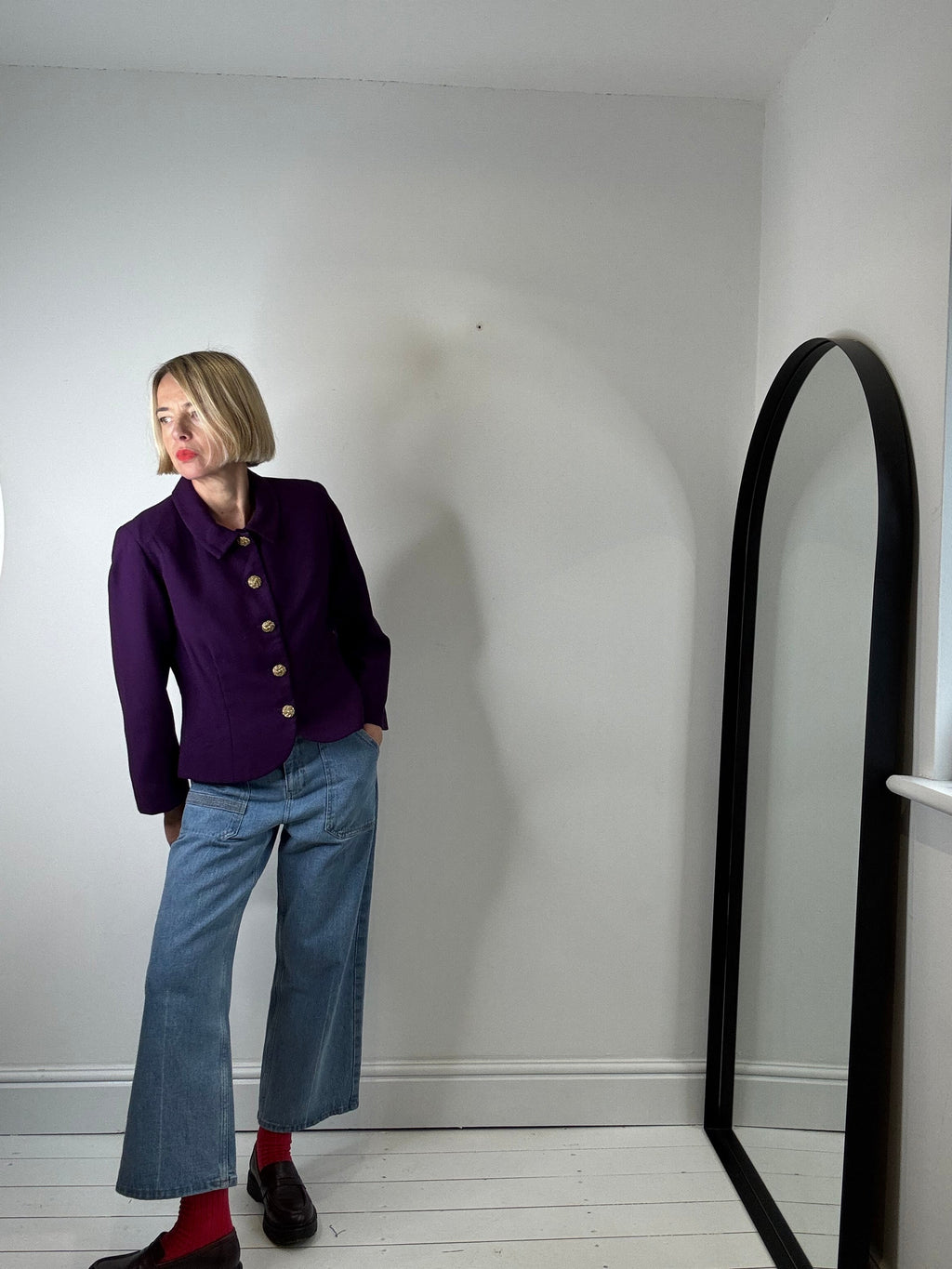 Vintage Wool Crepe Jacket in Gold