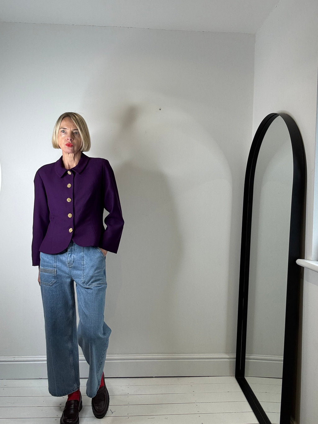 Vintage Wool Crepe Jacket in Gold