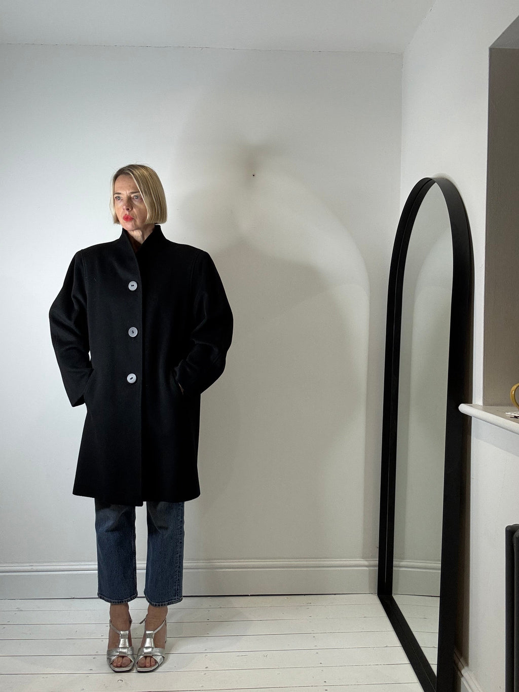 Vintage Grown on Collar Coat in Angora Wool Cashmere