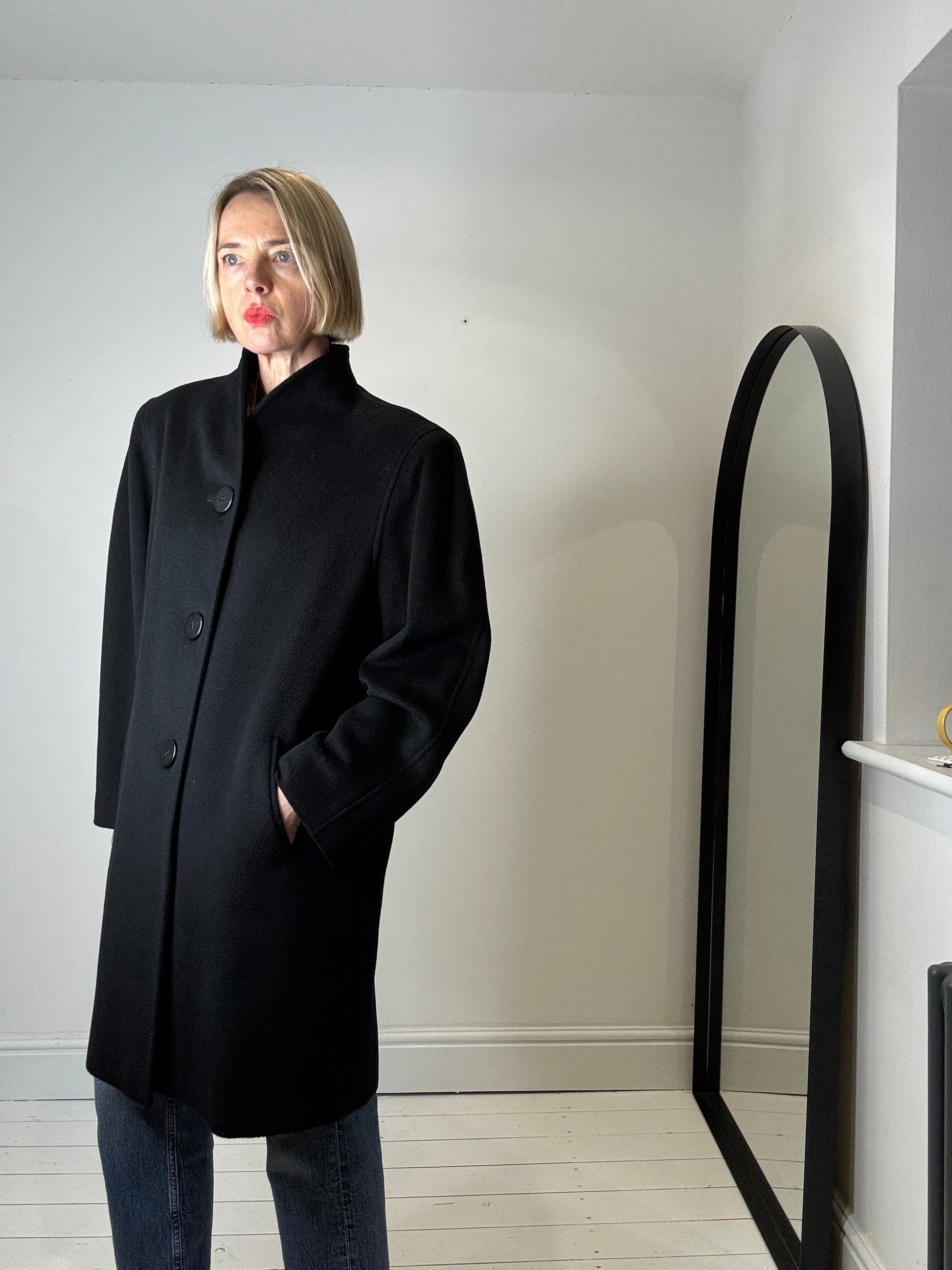 Vintage Grown on Collar Coat in Angora Wool Cashmere