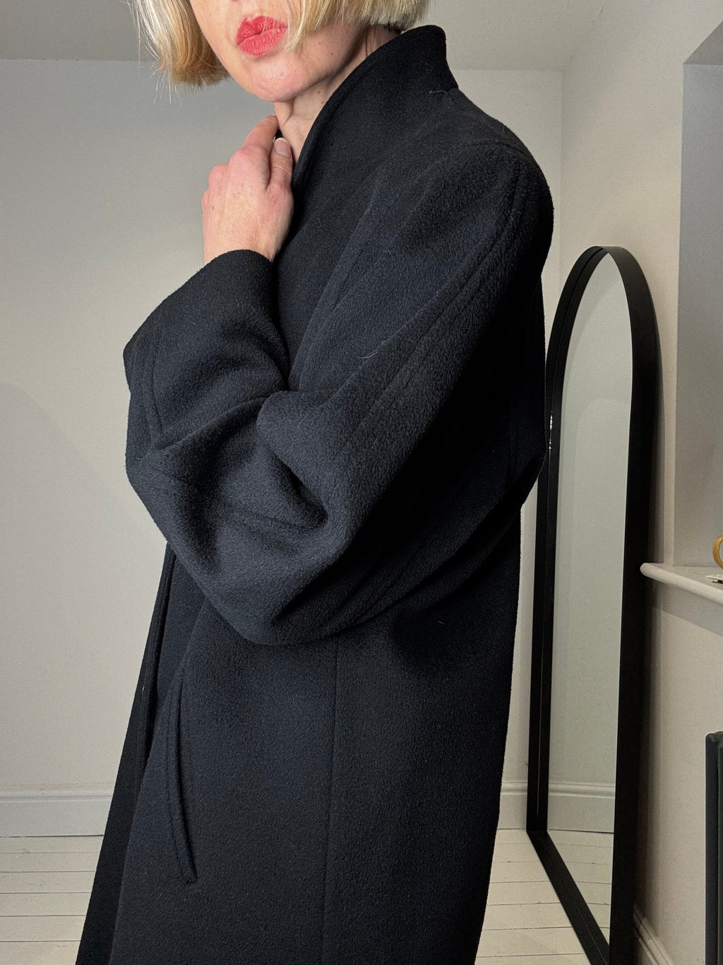 Vintage Grown on Collar Coat in Angora Wool Cashmere