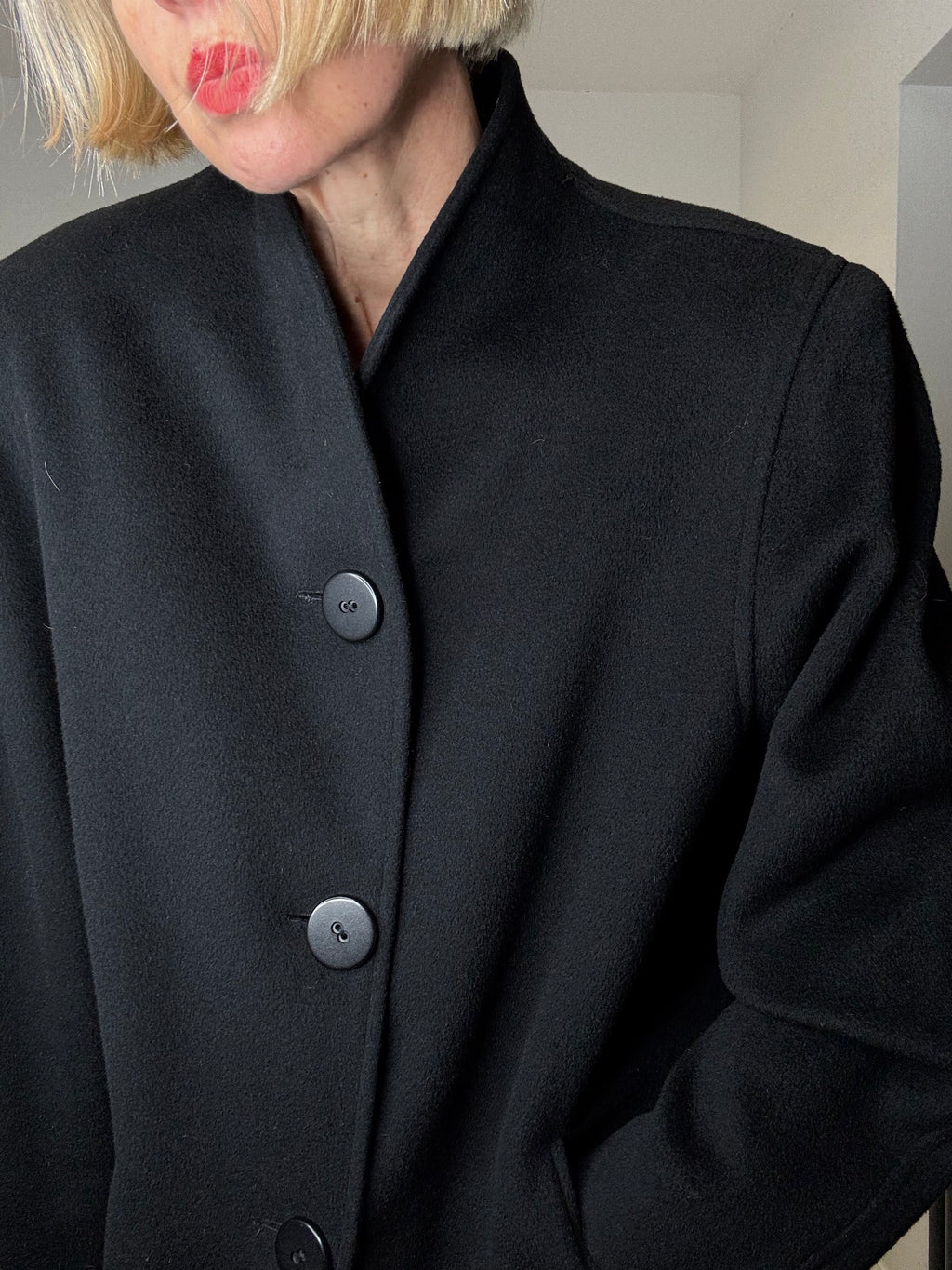 Vintage Grown on Collar Coat in Angora Wool Cashmere